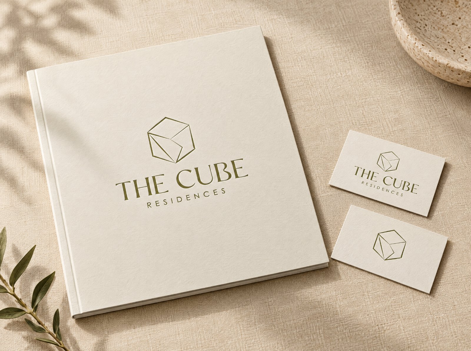 The Cube Residences brand book and cards