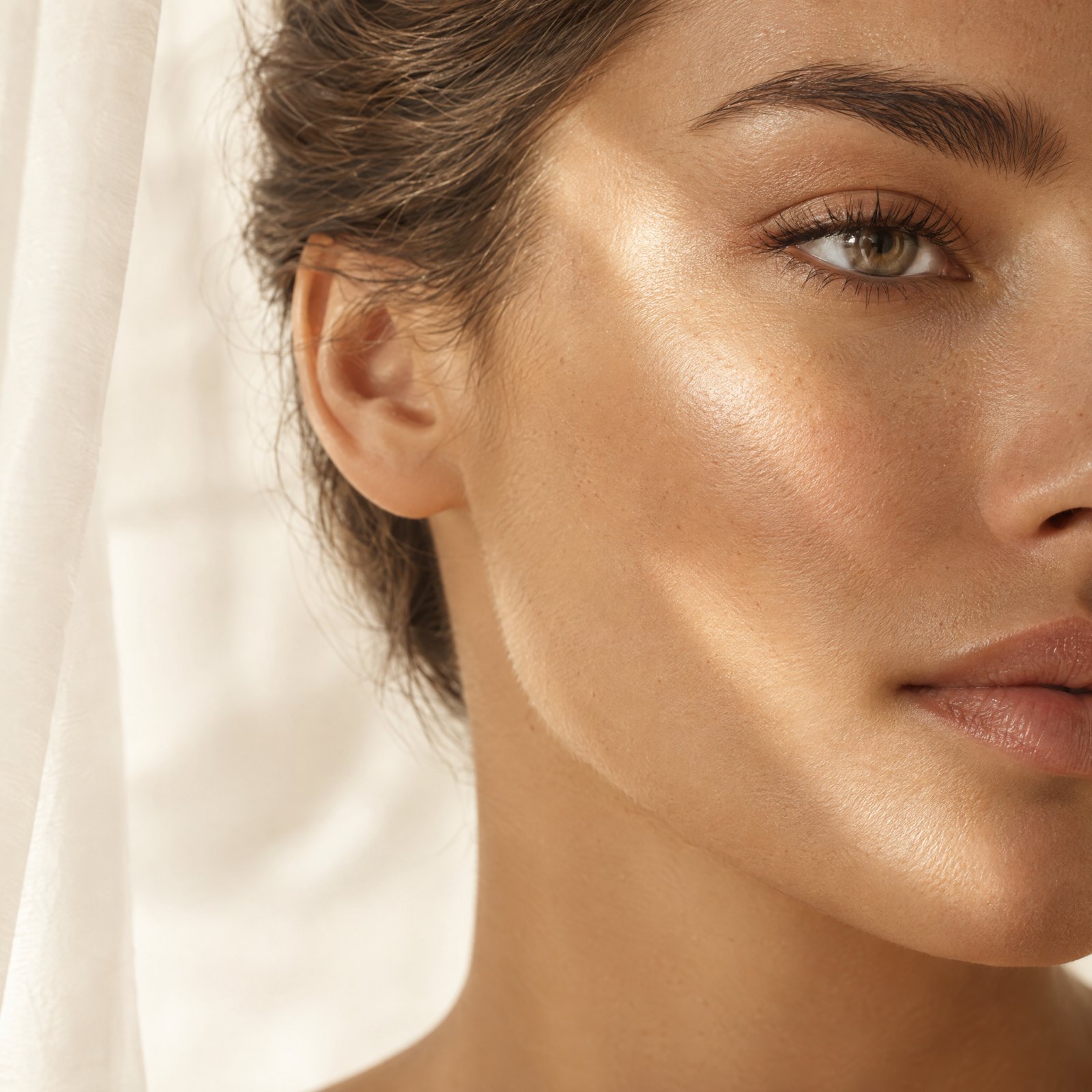 Light on the cheek — skin detail