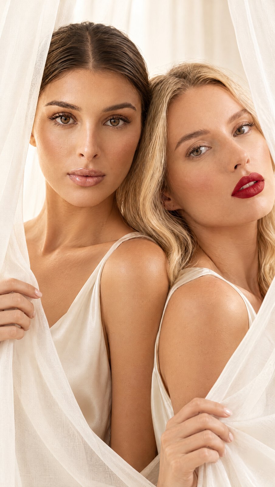 Two models behind sheer voile